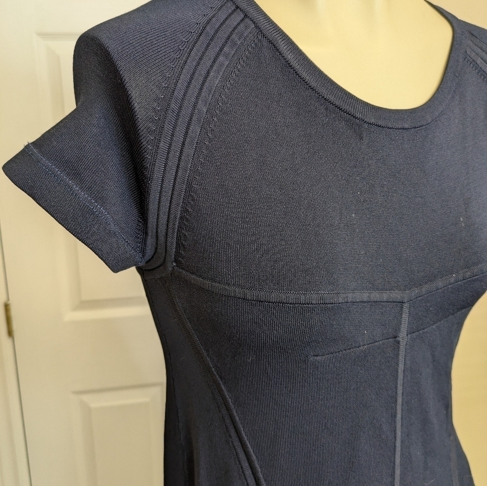 A.L.C. Navy Shelby Seamed Raglan Fit Flare Dress Womens Size Medium - Picture 5 of 10